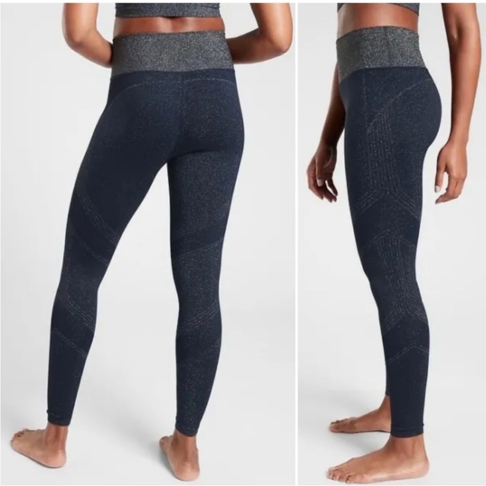 Athleta Twilight Tight 2.0 Navy Blue Shimmer Leggings size S